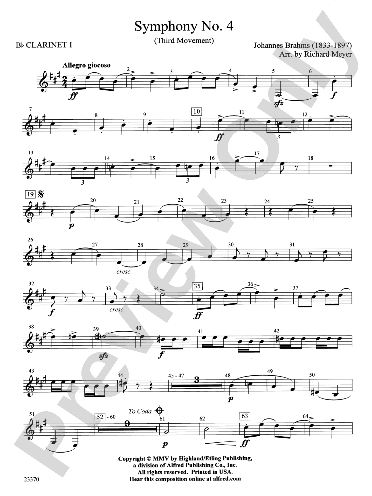 Symphony No. 4: 1st B-flat Clarinet