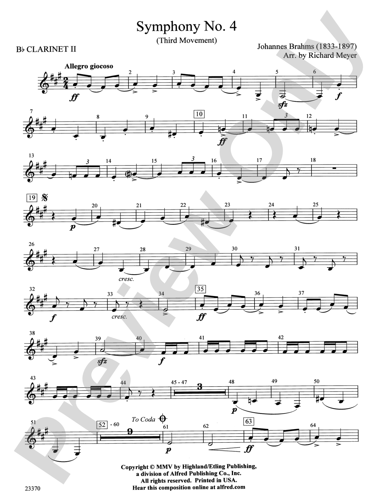 Symphony No. 4: 2nd B-flat Clarinet
