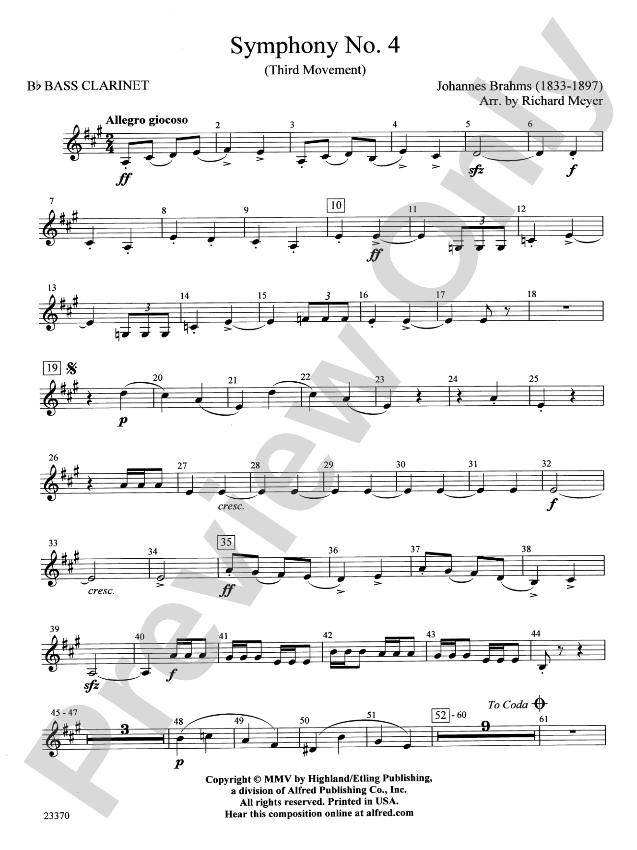 Symphony No. 4: B-flat Bass Clarinet