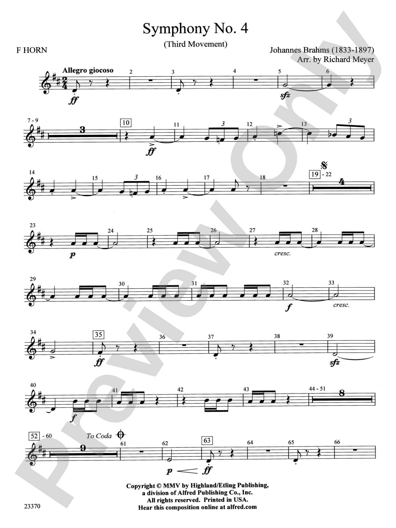 Symphony No. 4: 1st F Horn