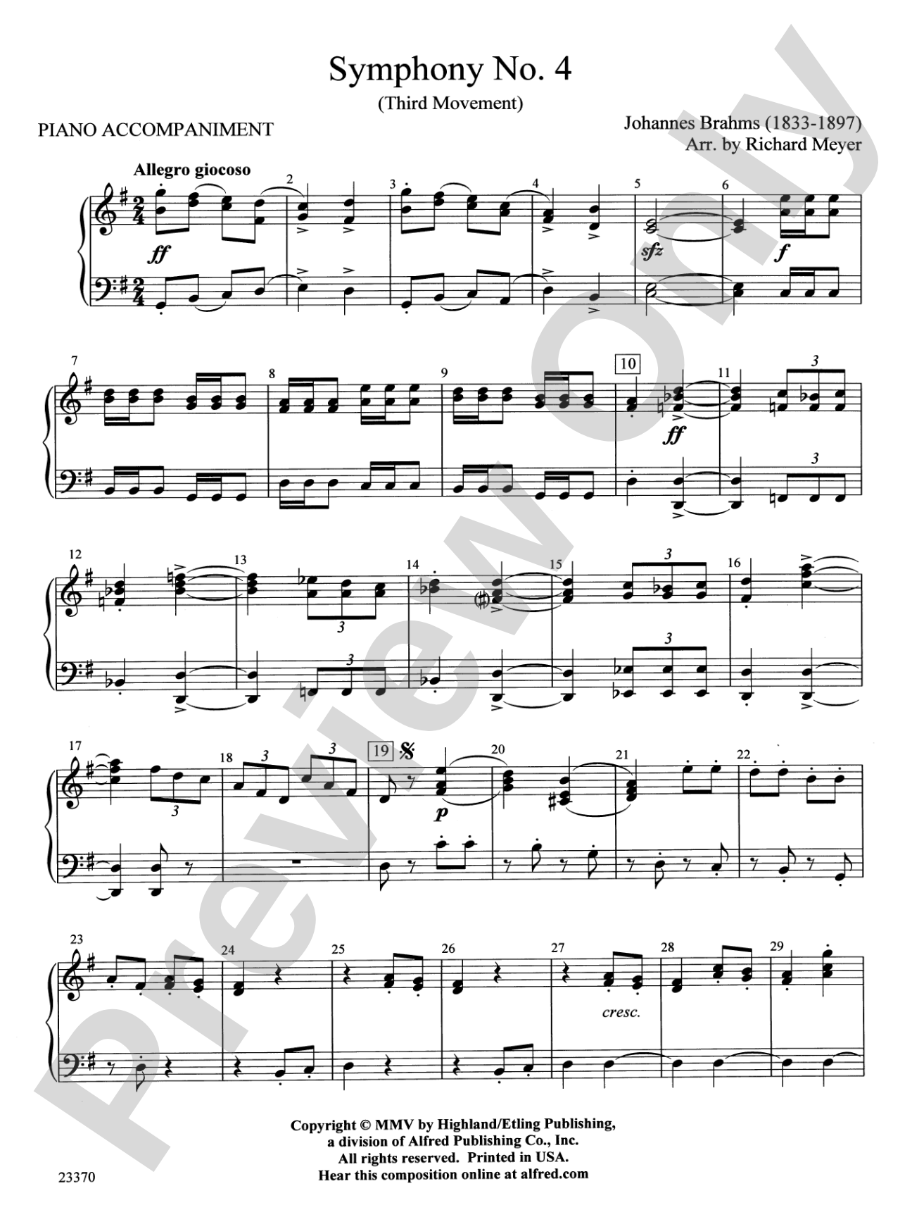 Symphony No. 4: Piano Accompaniment