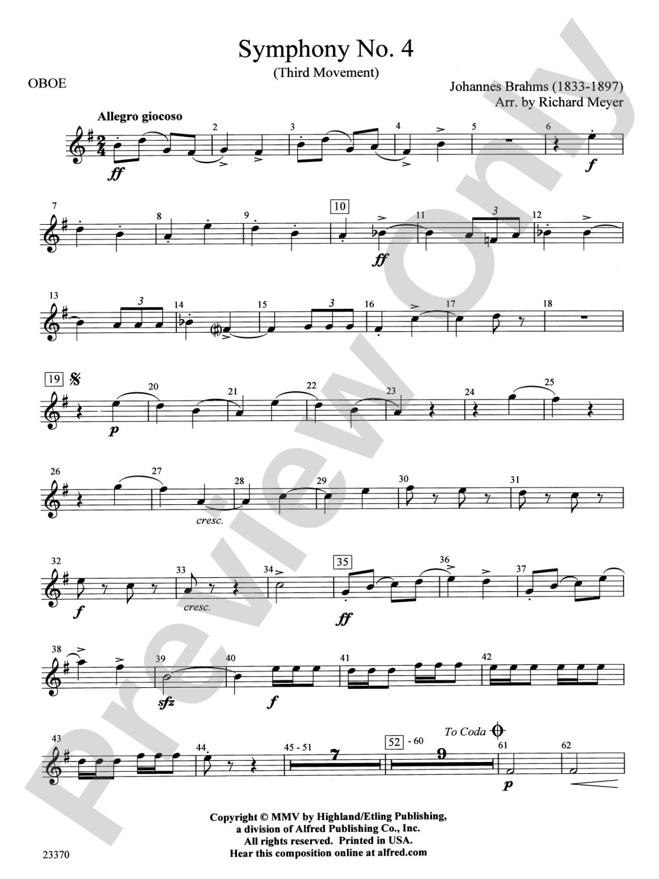 Symphony No. 4: Oboe