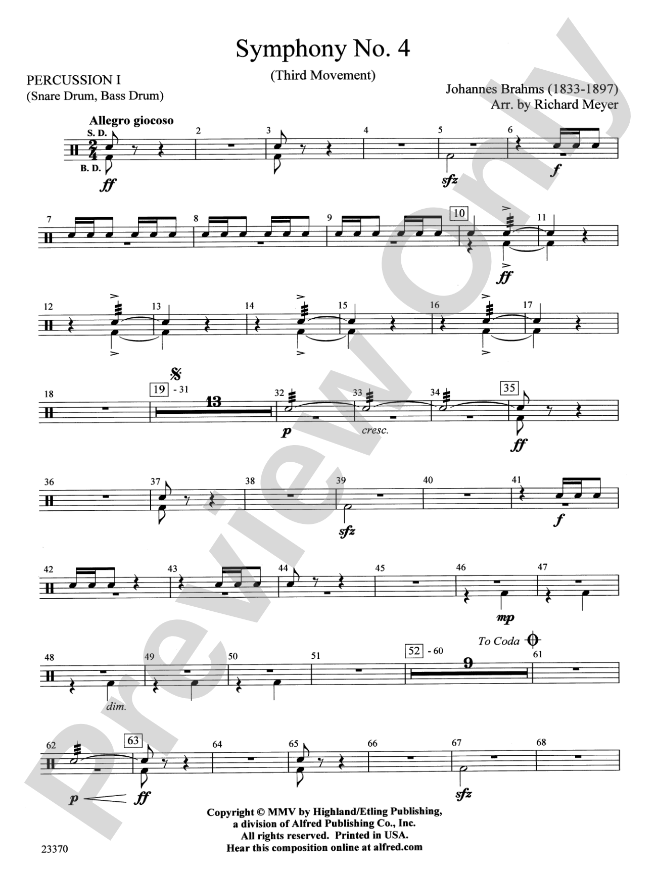 Symphony No. 4: 1st Percussion