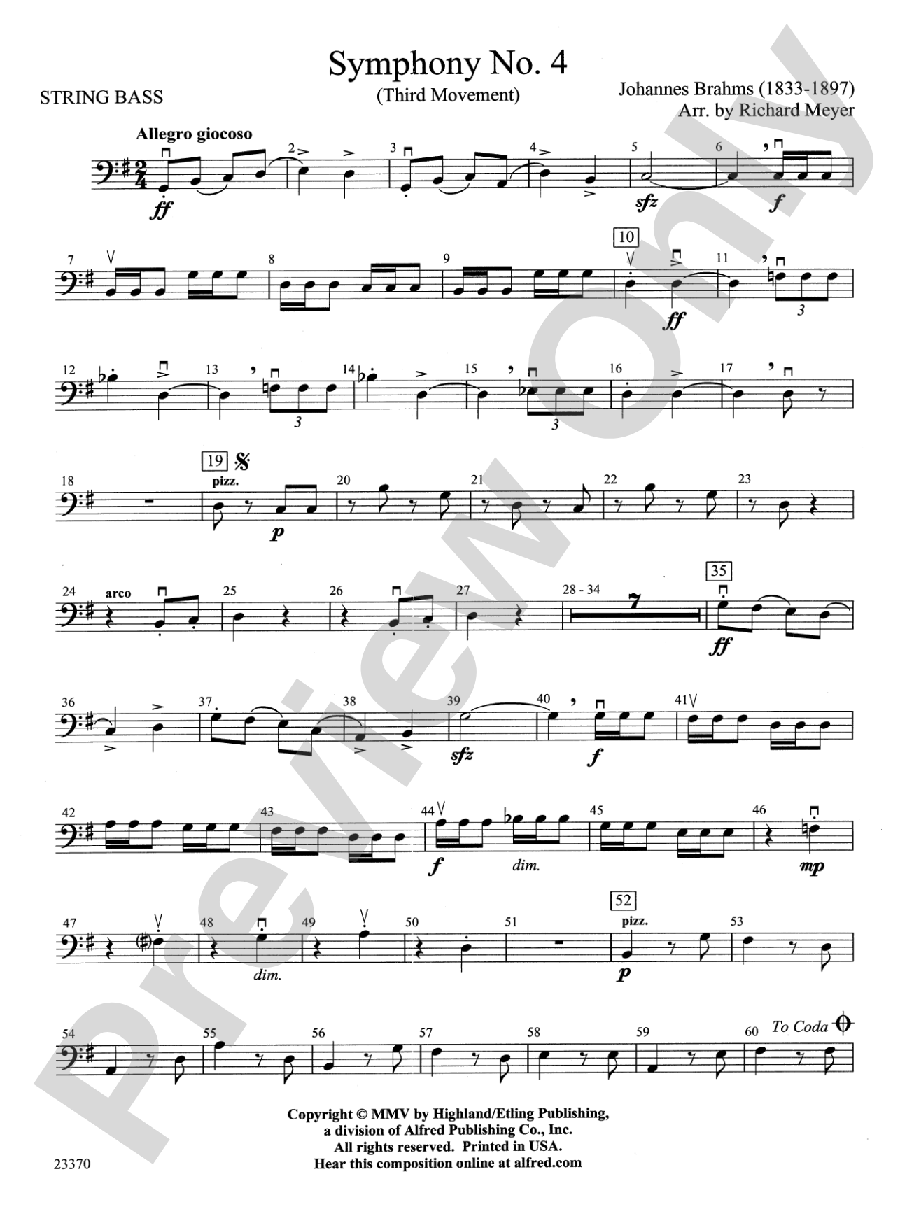 Symphony No. 4: String Bass