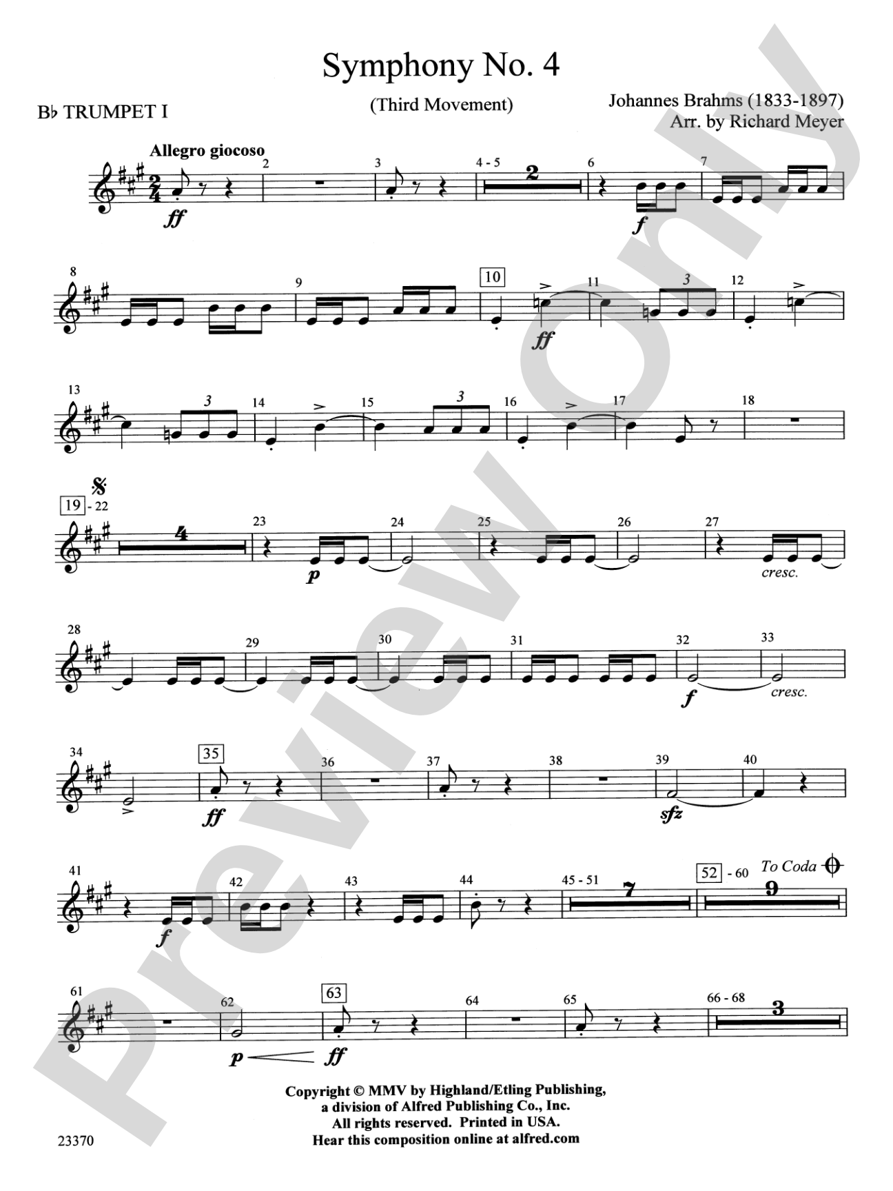 Symphony No. 4: 1st B-flat Trumpet