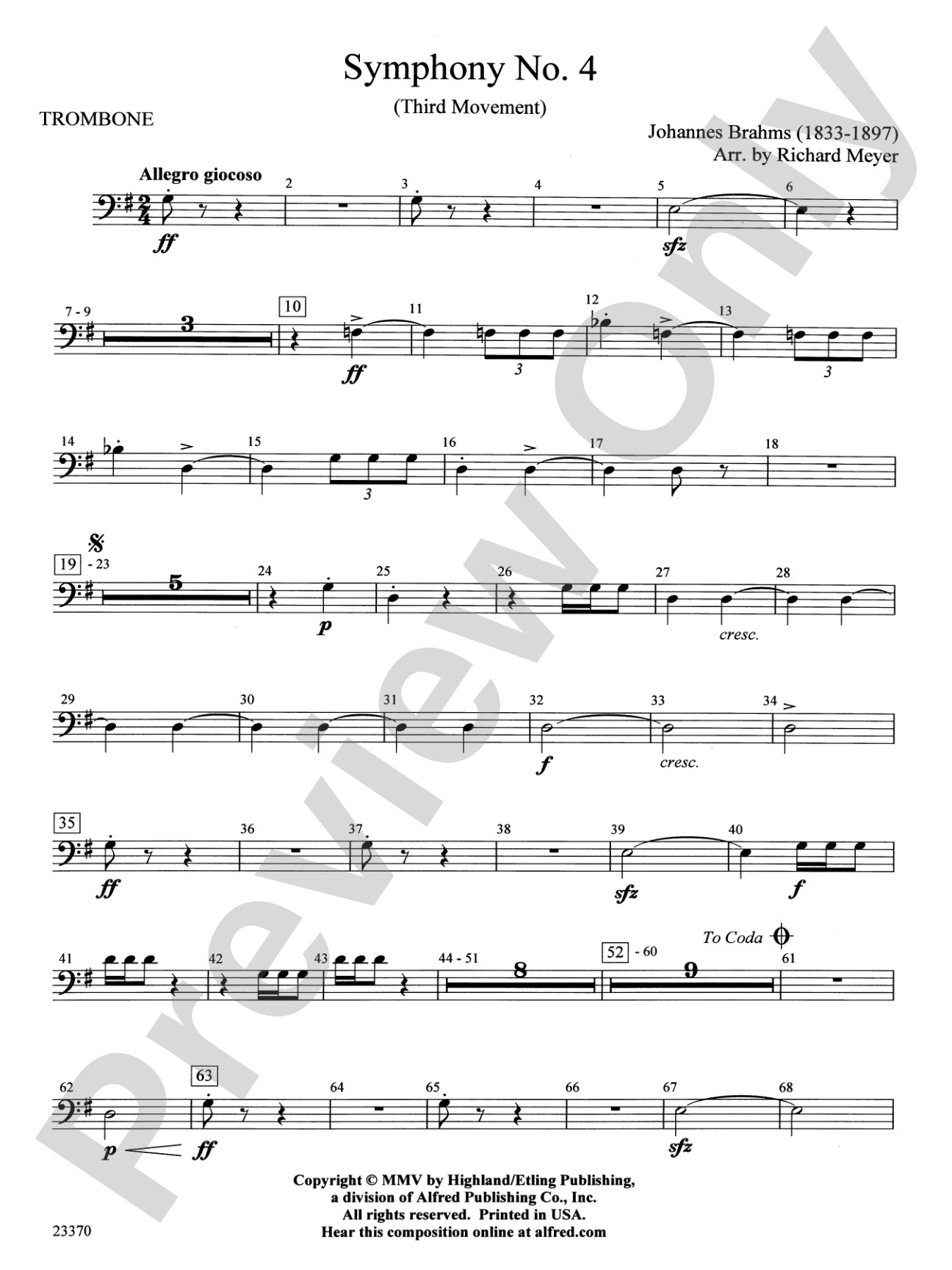 Symphony No. 4: 1st Trombone