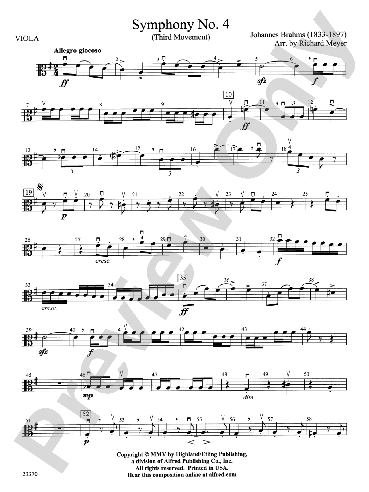 Symphony No. 4: Viola