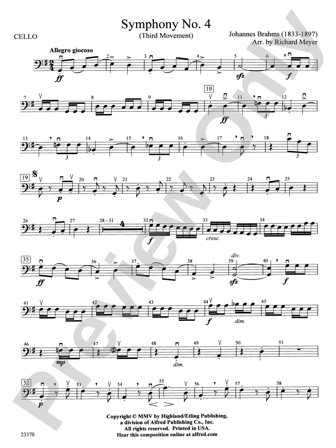 Symphony No. 4: Cello