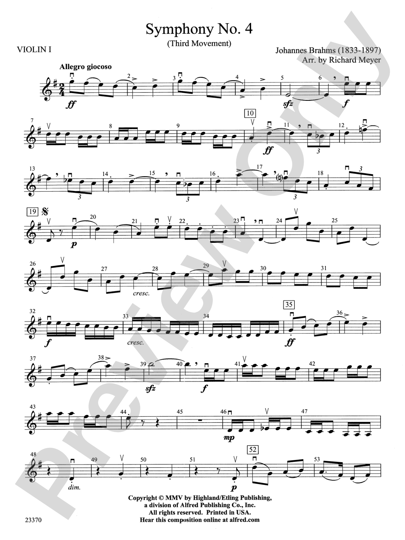 Symphony No. 4: 1st Violin