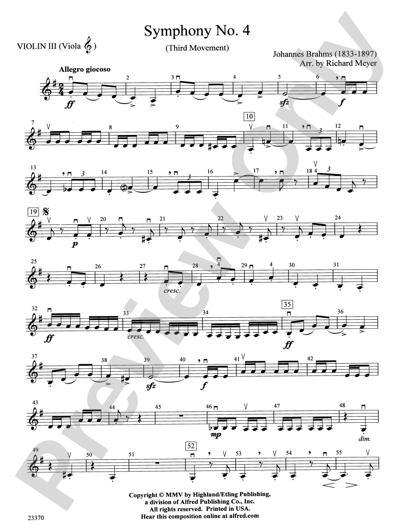 Symphony No. 4: 3rd Violin (Viola [TC])
