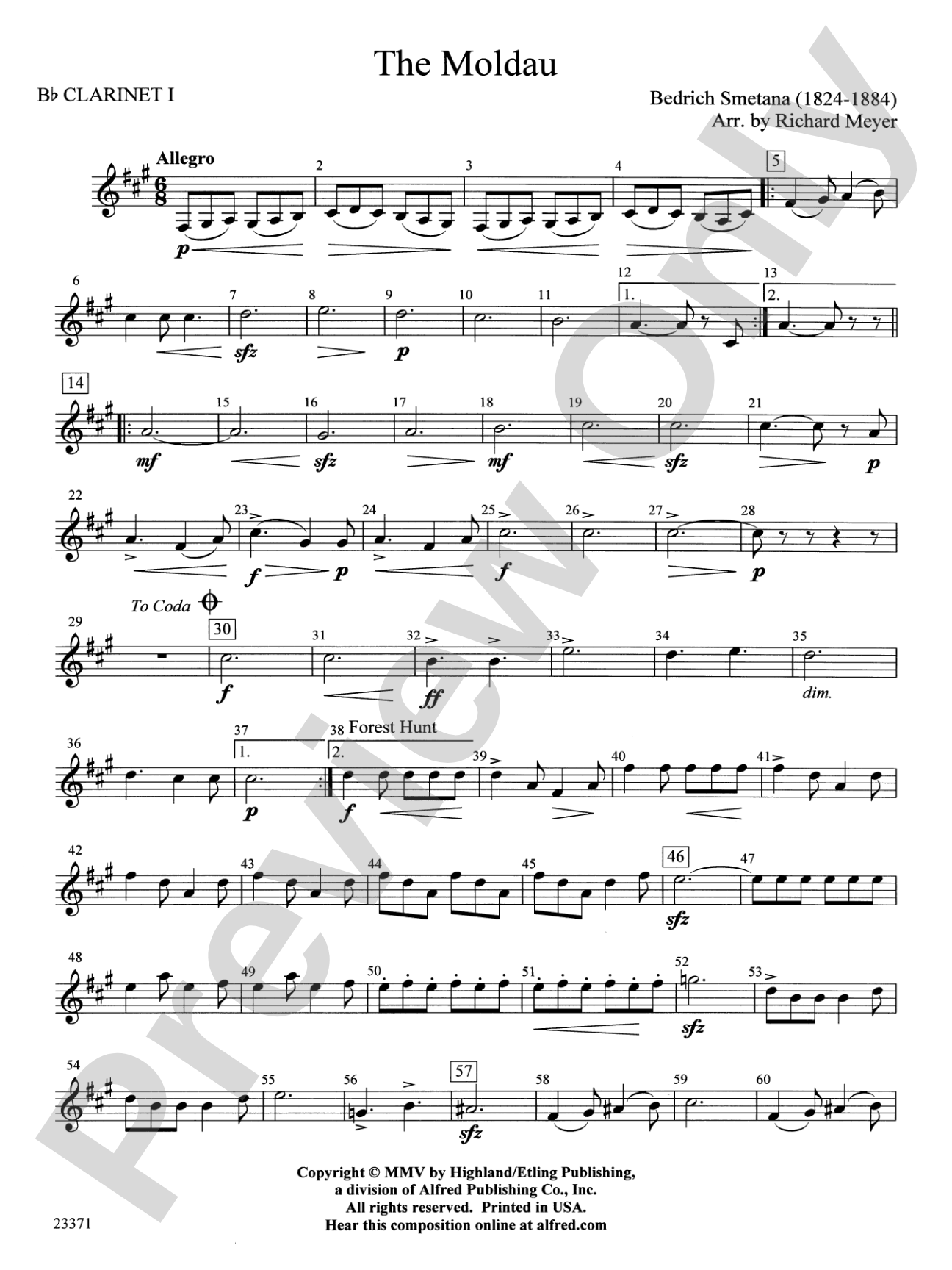 The Moldau: 1st B-flat Clarinet