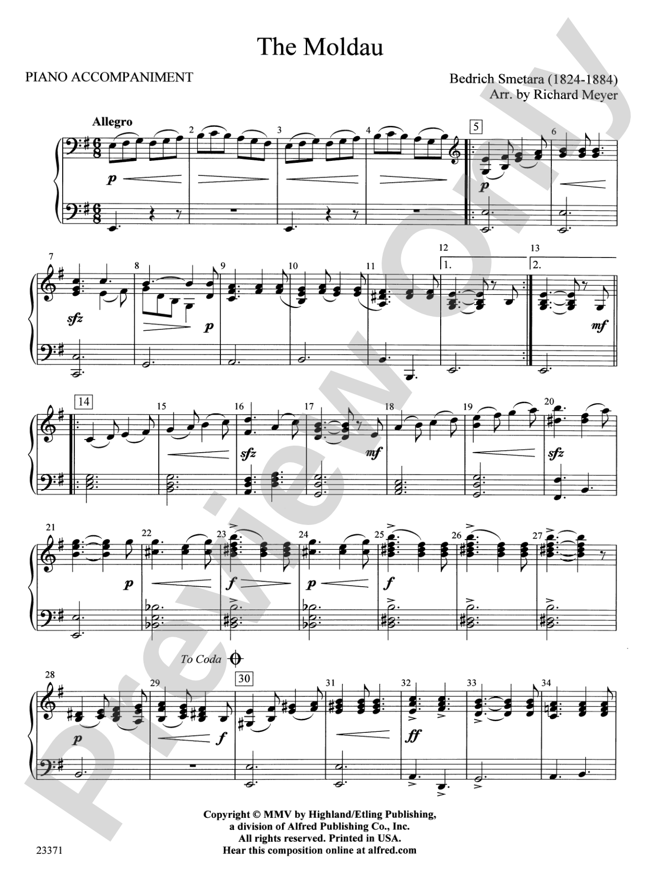 The Moldau: Piano Accompaniment