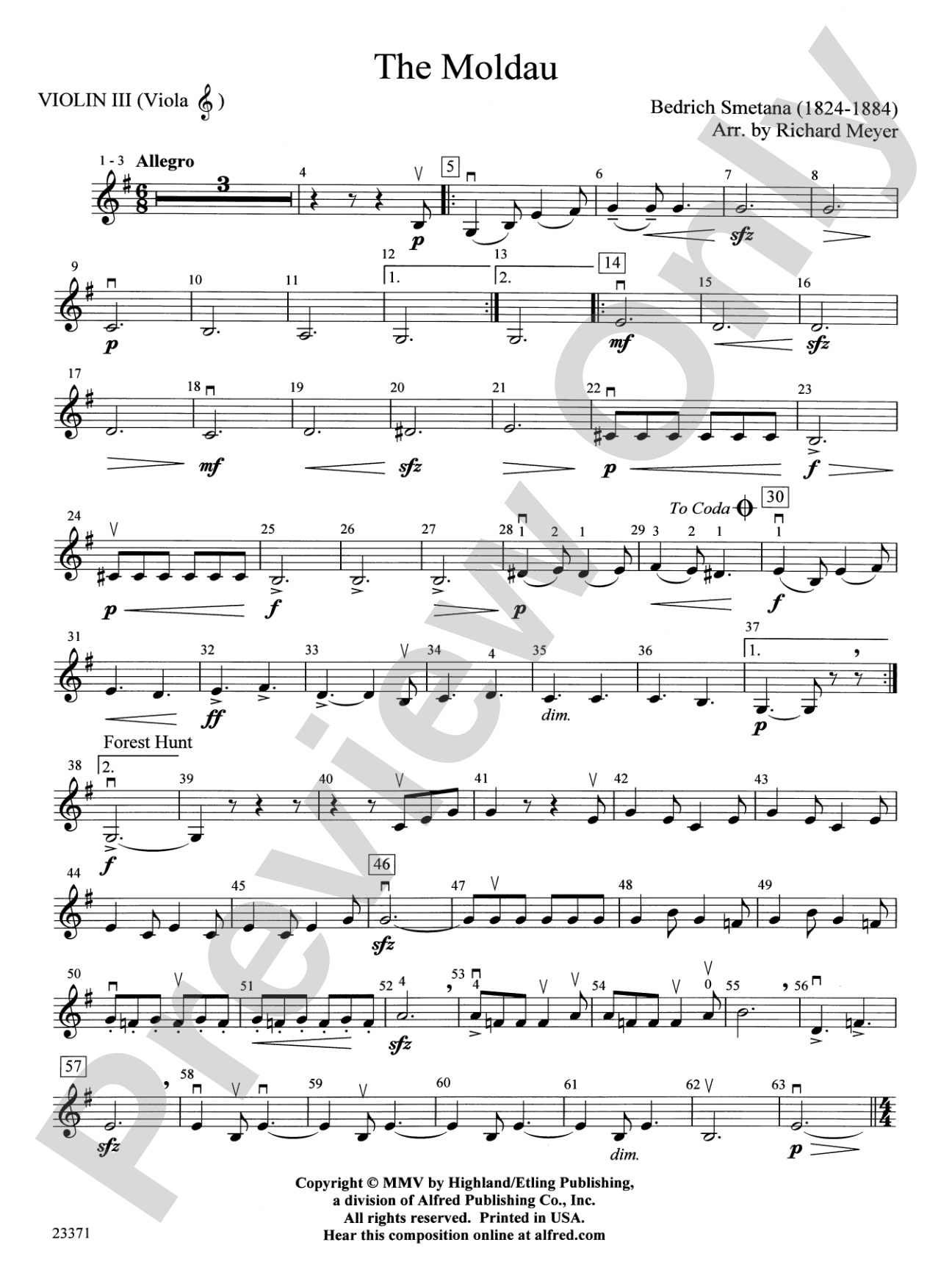 The Moldau: 3rd Violin (Viola [TC])