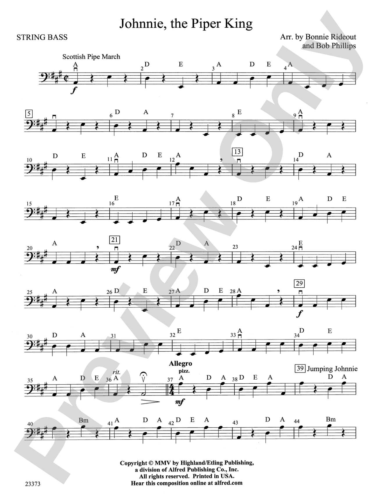 Johnnie, the Piper: String Bass