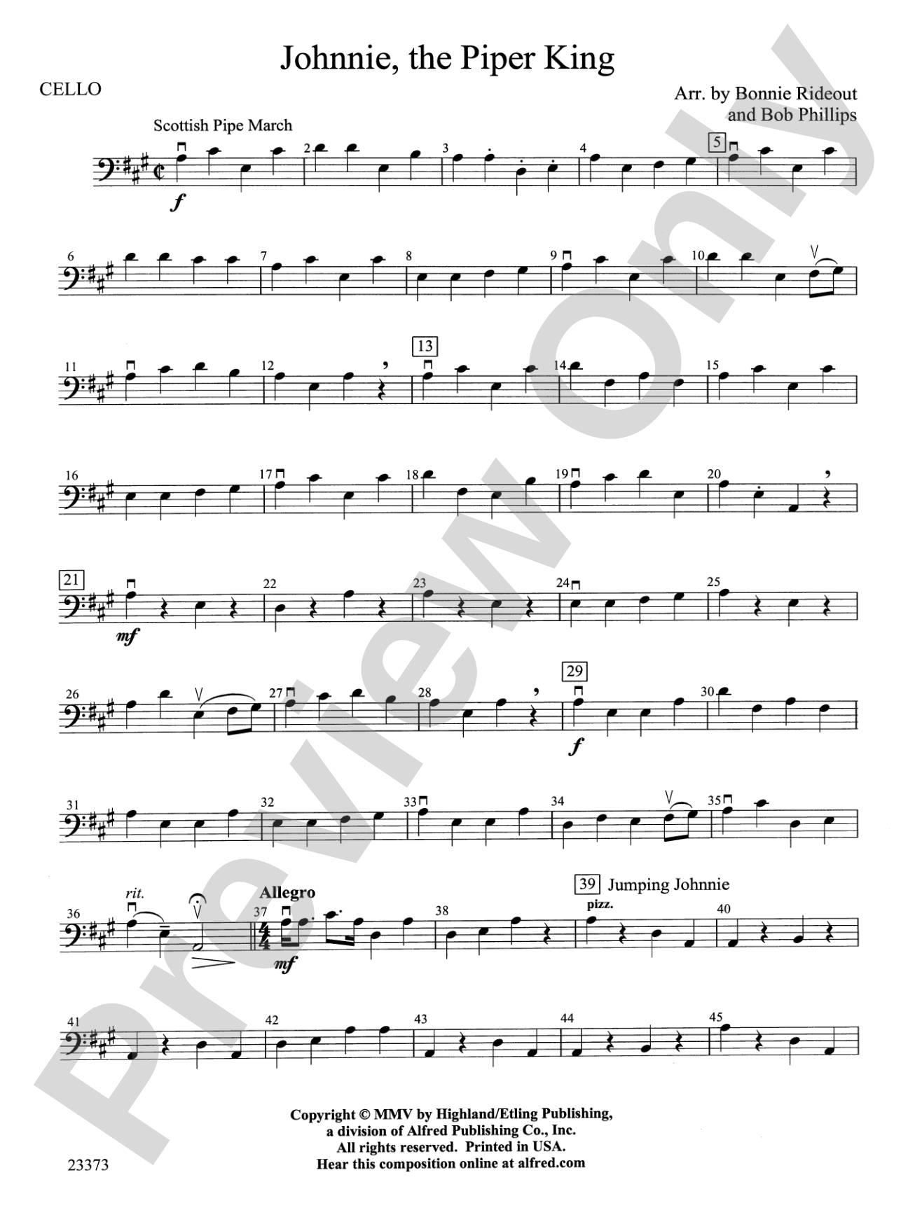 Johnnie, the Piper: Cello