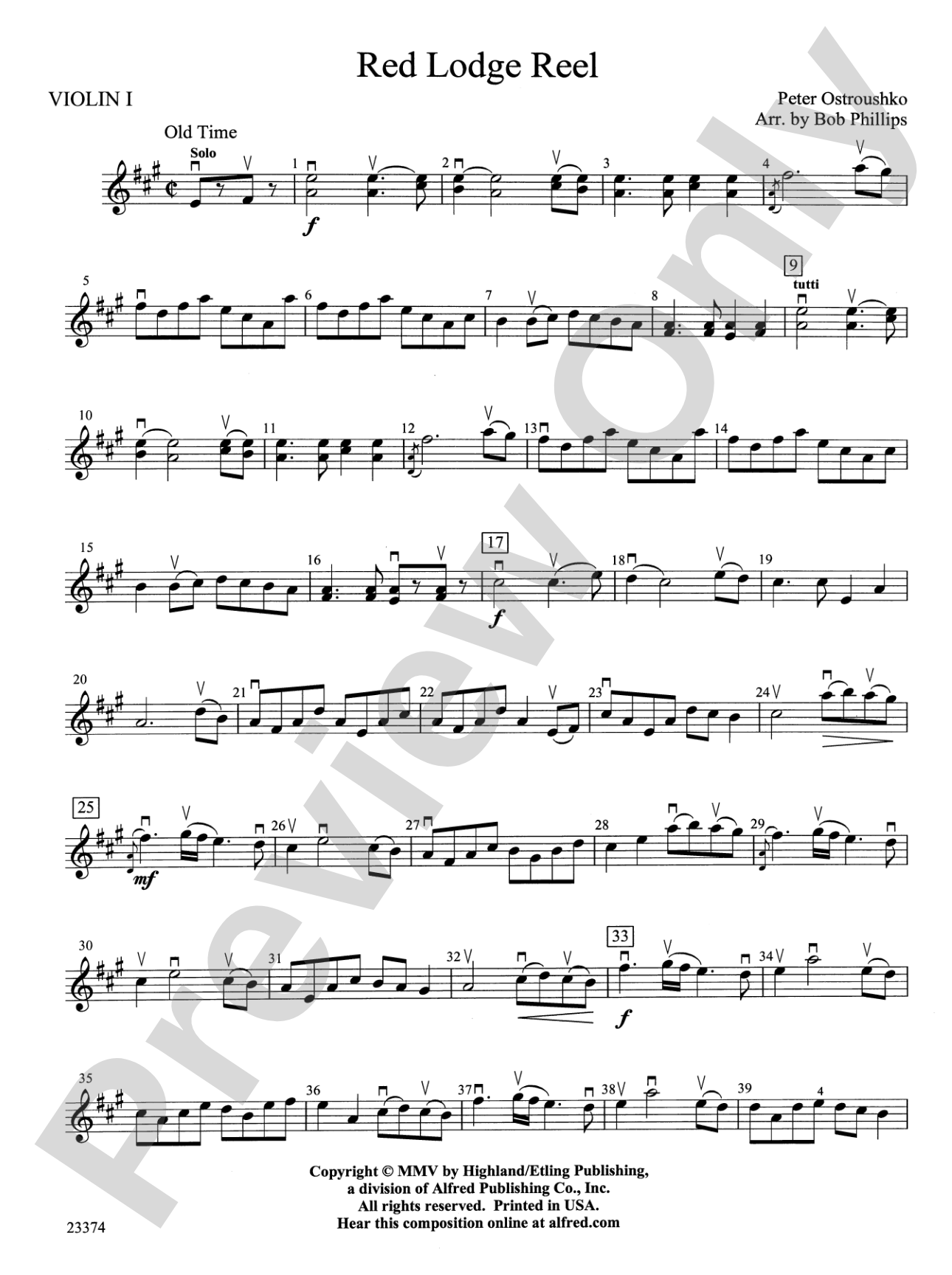 Red Lodge Reel: 1st Violin