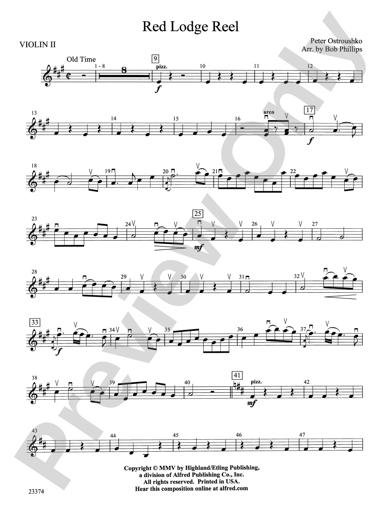 Red Lodge Reel: 2nd Violin