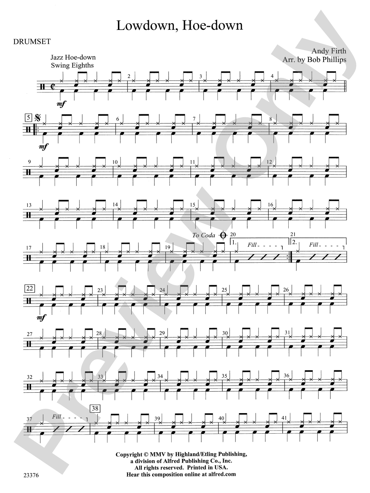 Lowdown, Hoe-down: Drums