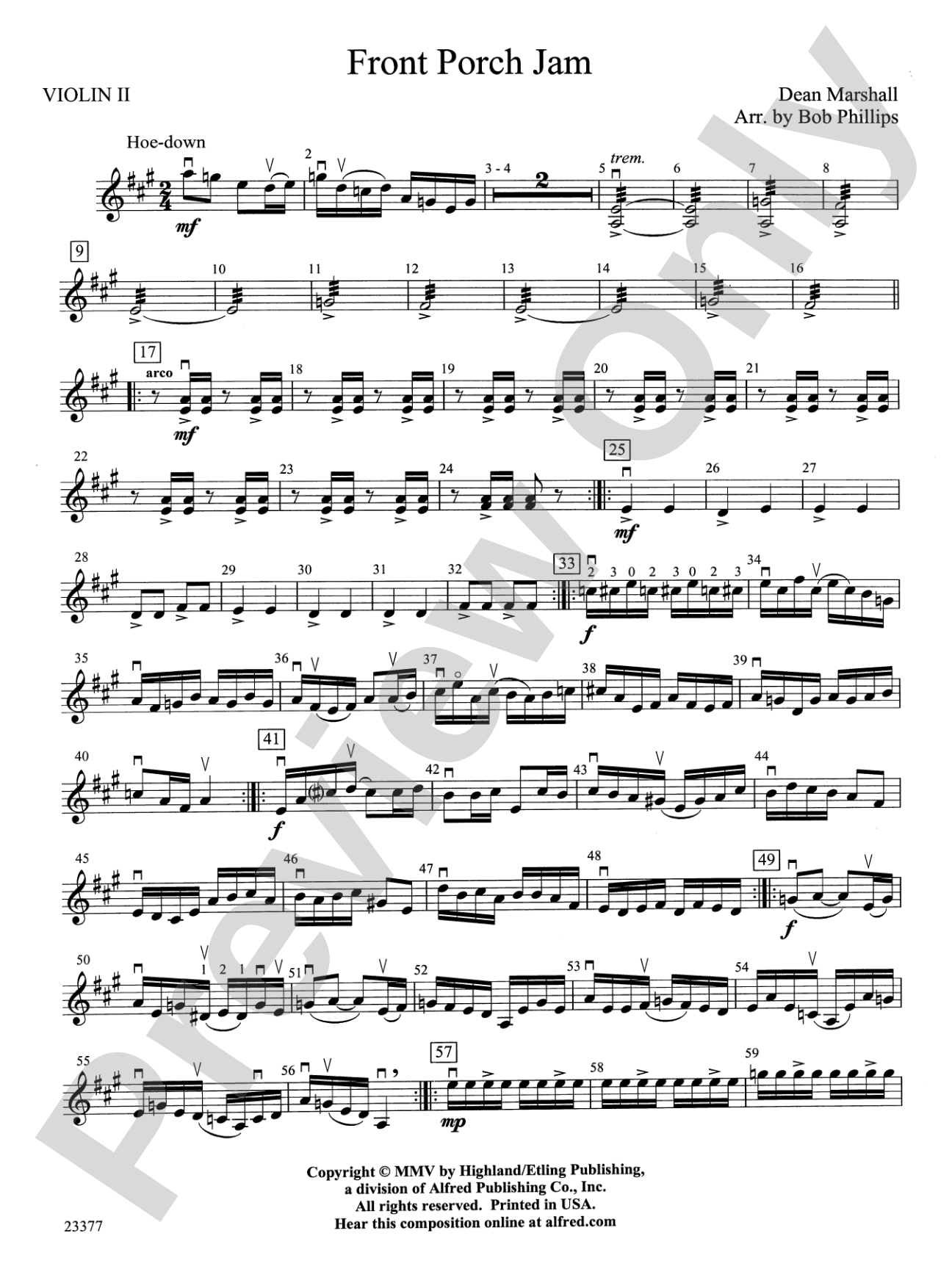 Front Porch Jam: 2nd Violin