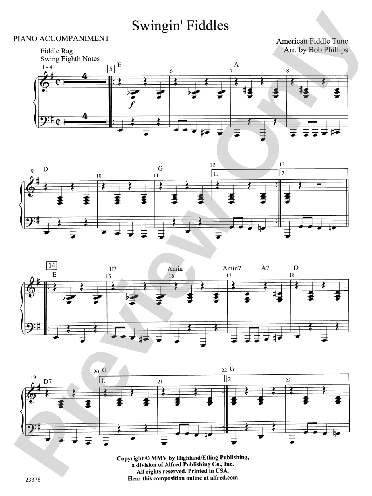 Swingin' Fiddles: Piano Accompaniment