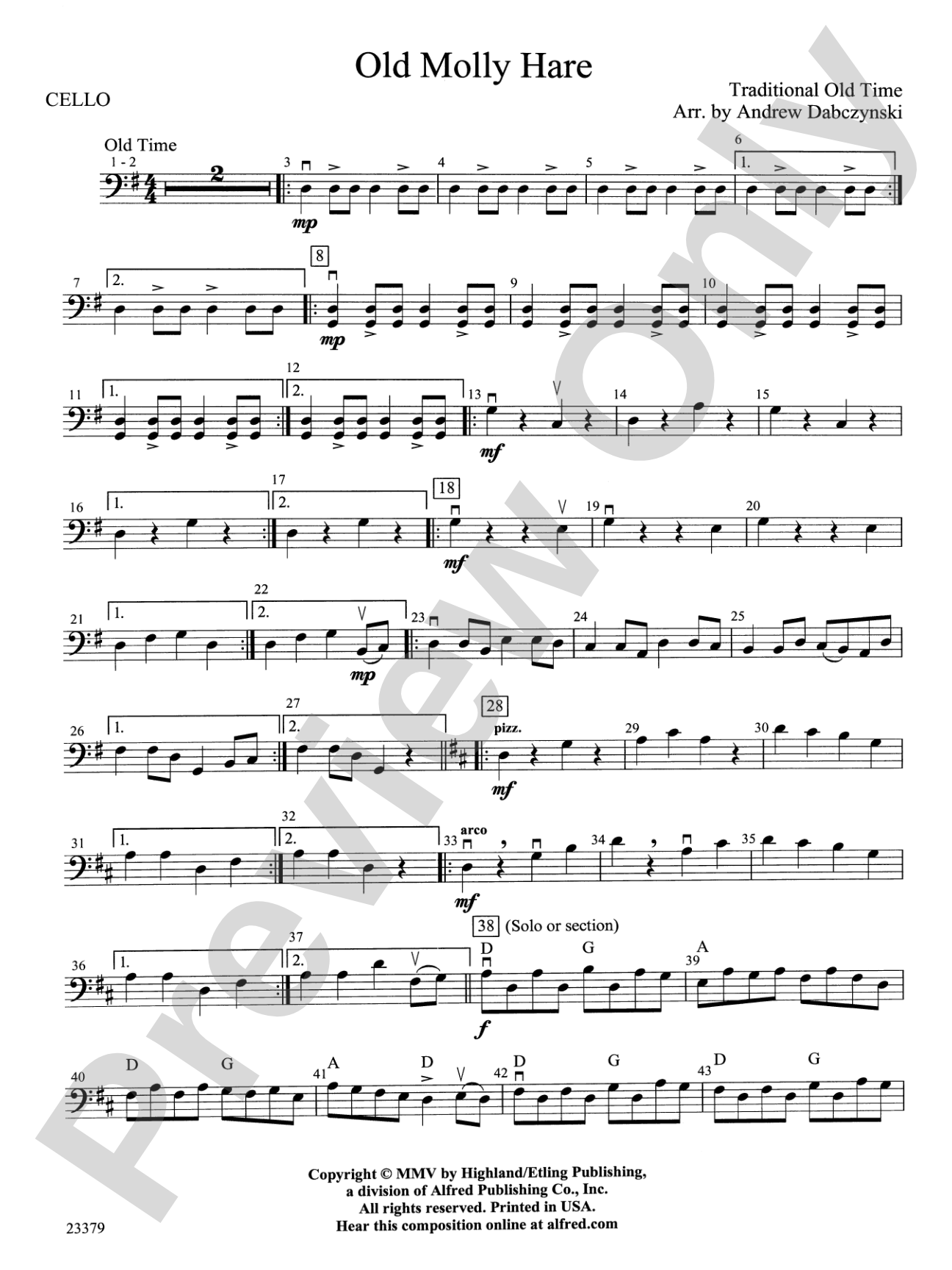 Old Molly Hare: Cello