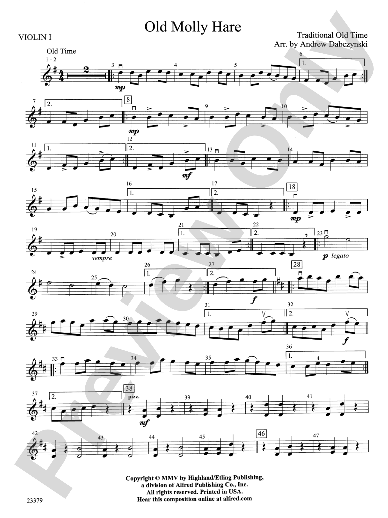 Old Molly Hare: 1st Violin