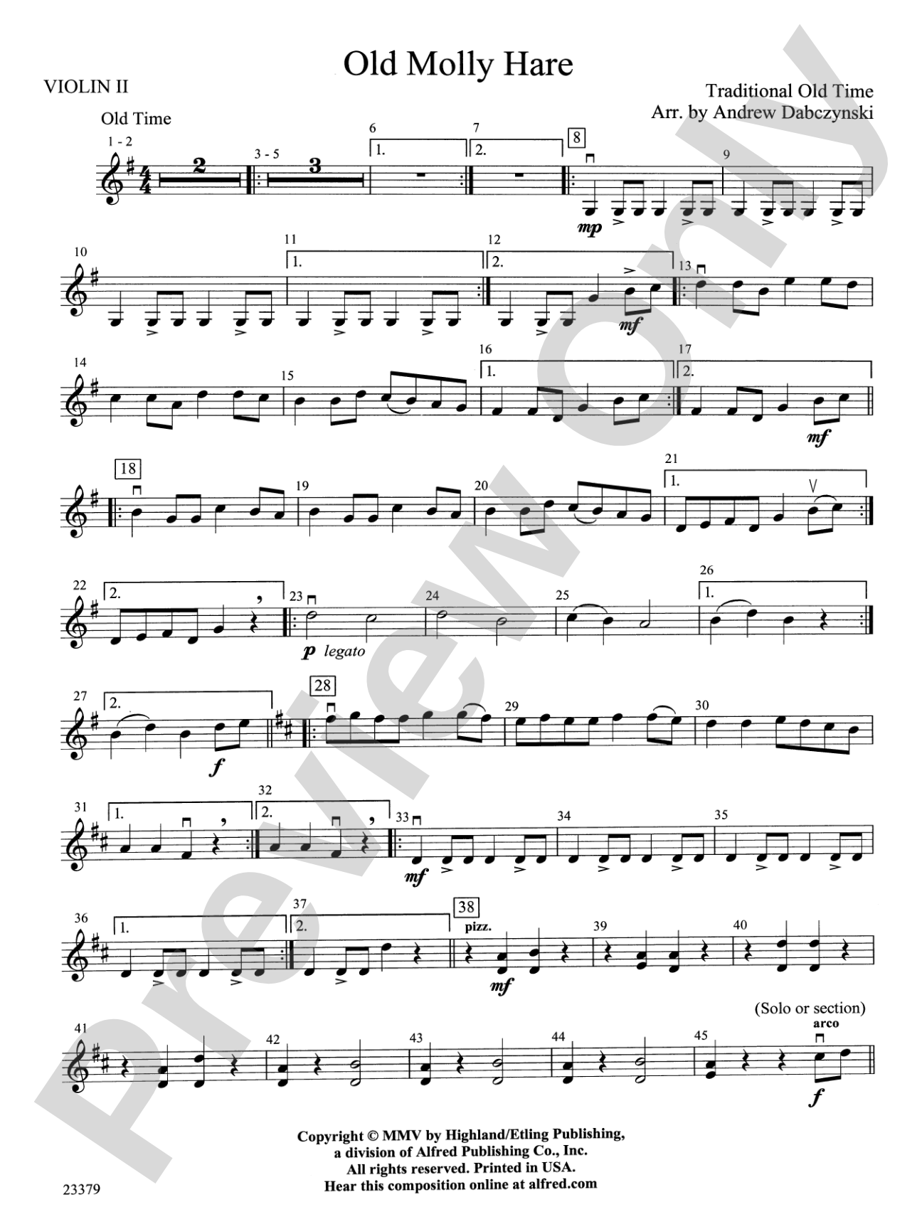 Old Molly Hare: 2nd Violin