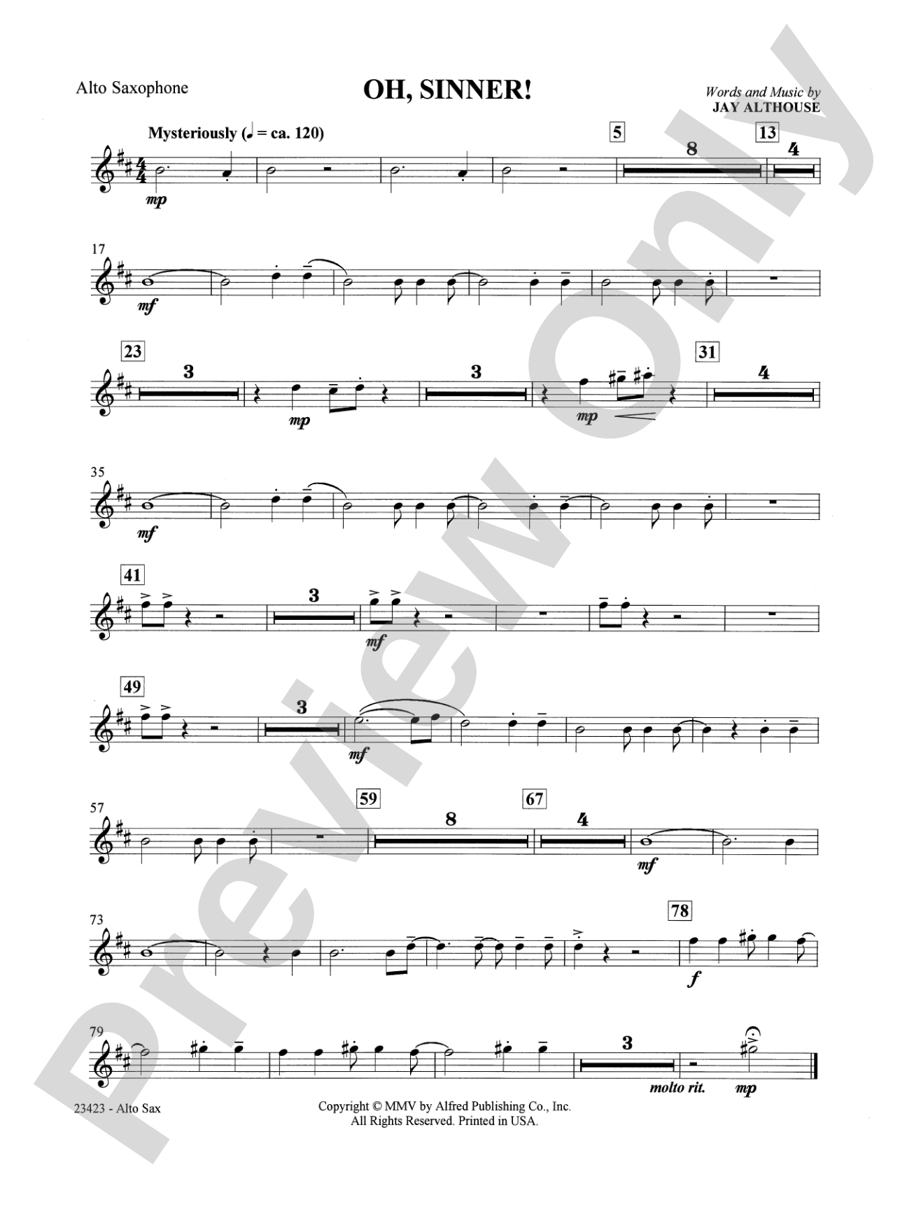 Oh, Sinner!: E-flat Alto Saxophone: Choral SoundPax