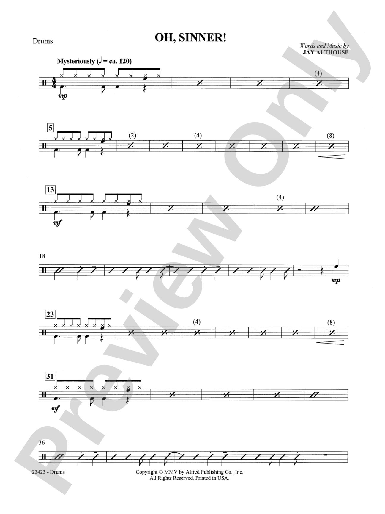 Oh, Sinner!: Drums: Choral SoundPax