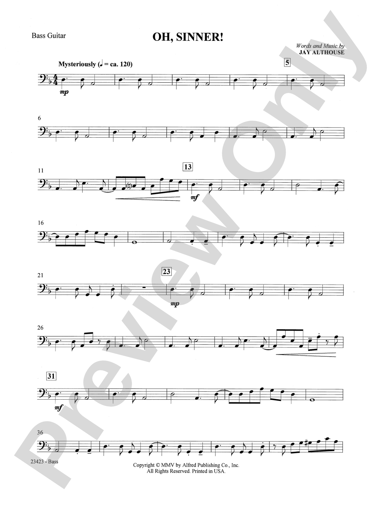 Oh, Sinner!: String Bass: Choral SoundPax