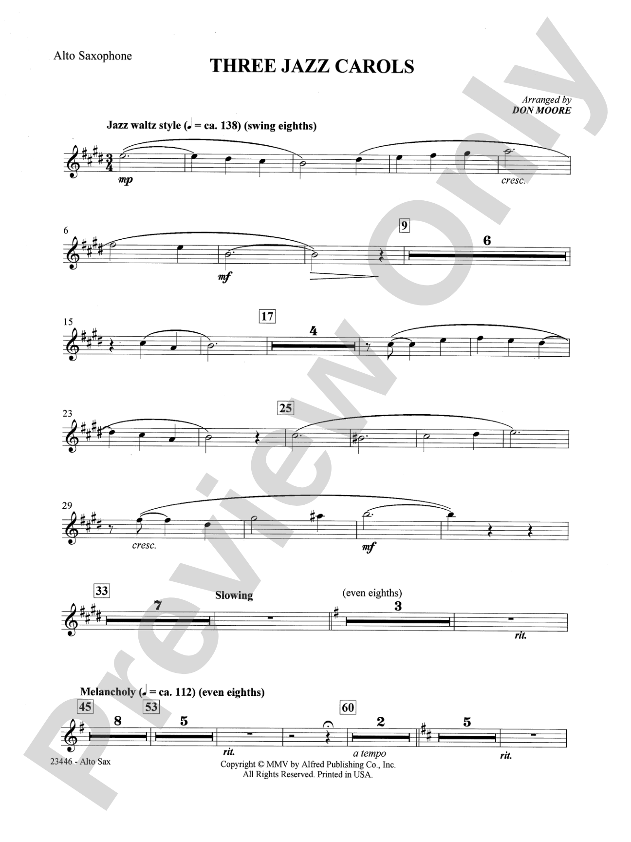 Three Jazz Carols: E-flat Alto Saxophone: Choral SoundPax