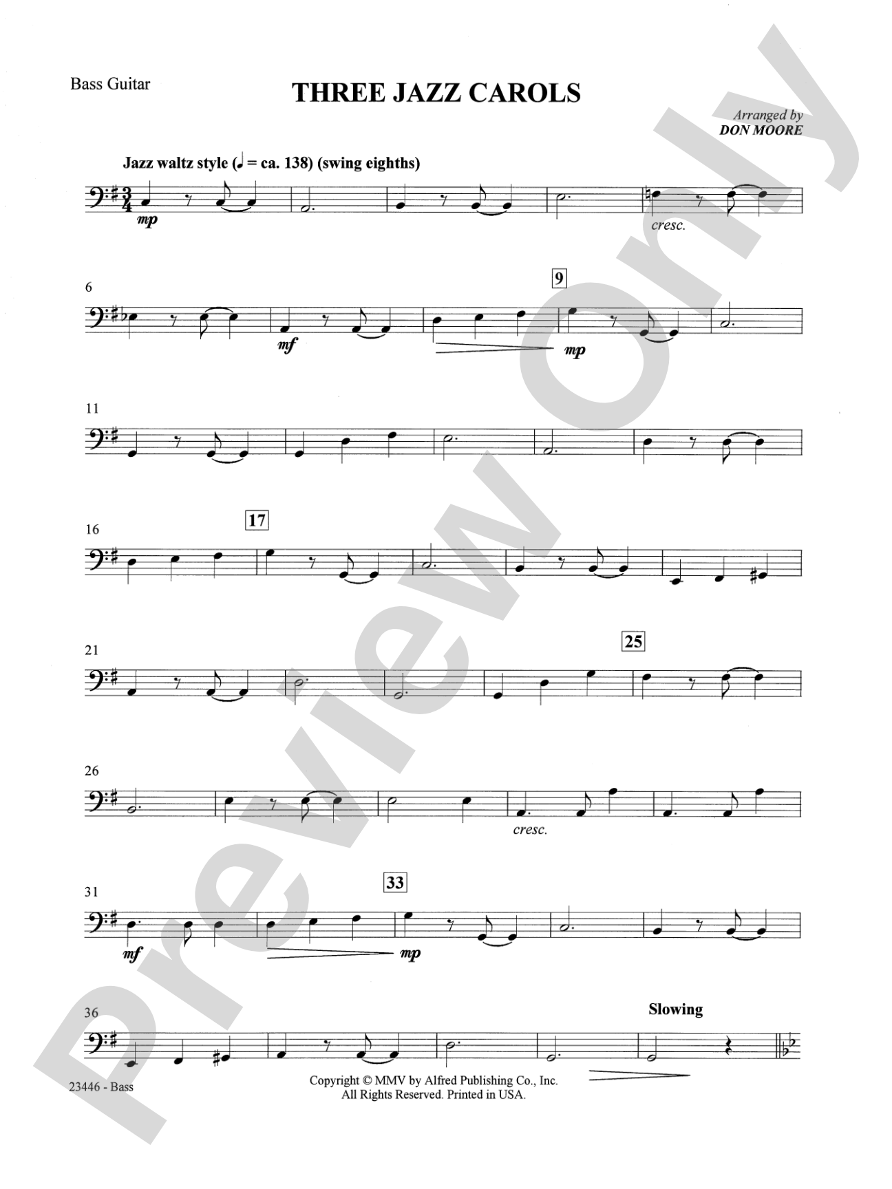 Three Jazz Carols: Bass Guitar: Choral SoundPax