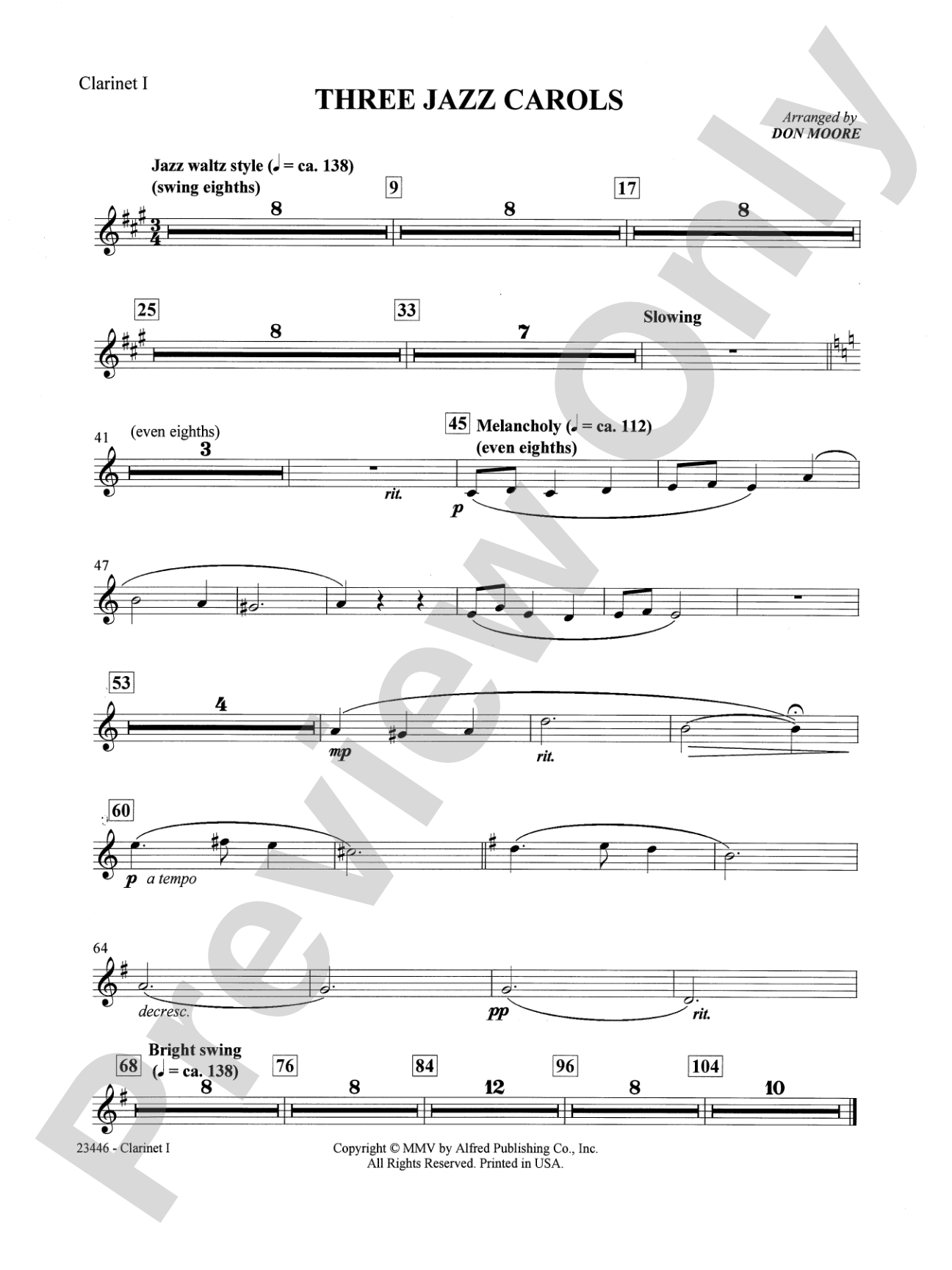 Three Jazz Carols: 1st B-flat Clarinet: Choral SoundPax
