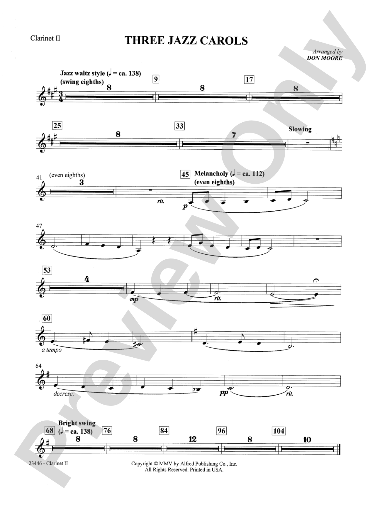 Three Jazz Carols: 2nd B-flat Clarinet: Choral SoundPax