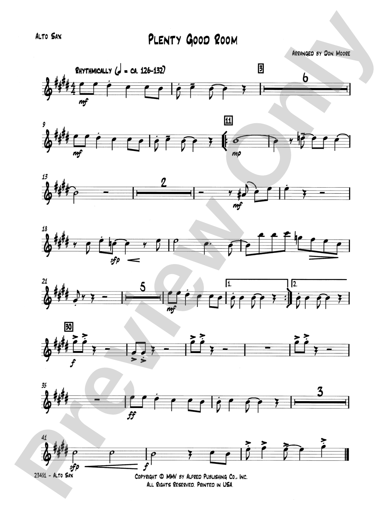 Plenty Good Room: E-flat Alto Saxophone: Choral SoundPax