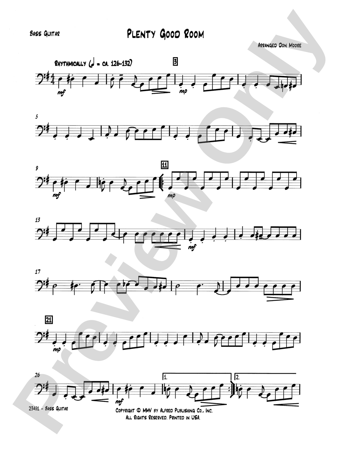 Plenty Good Room: String Bass: Choral SoundPax