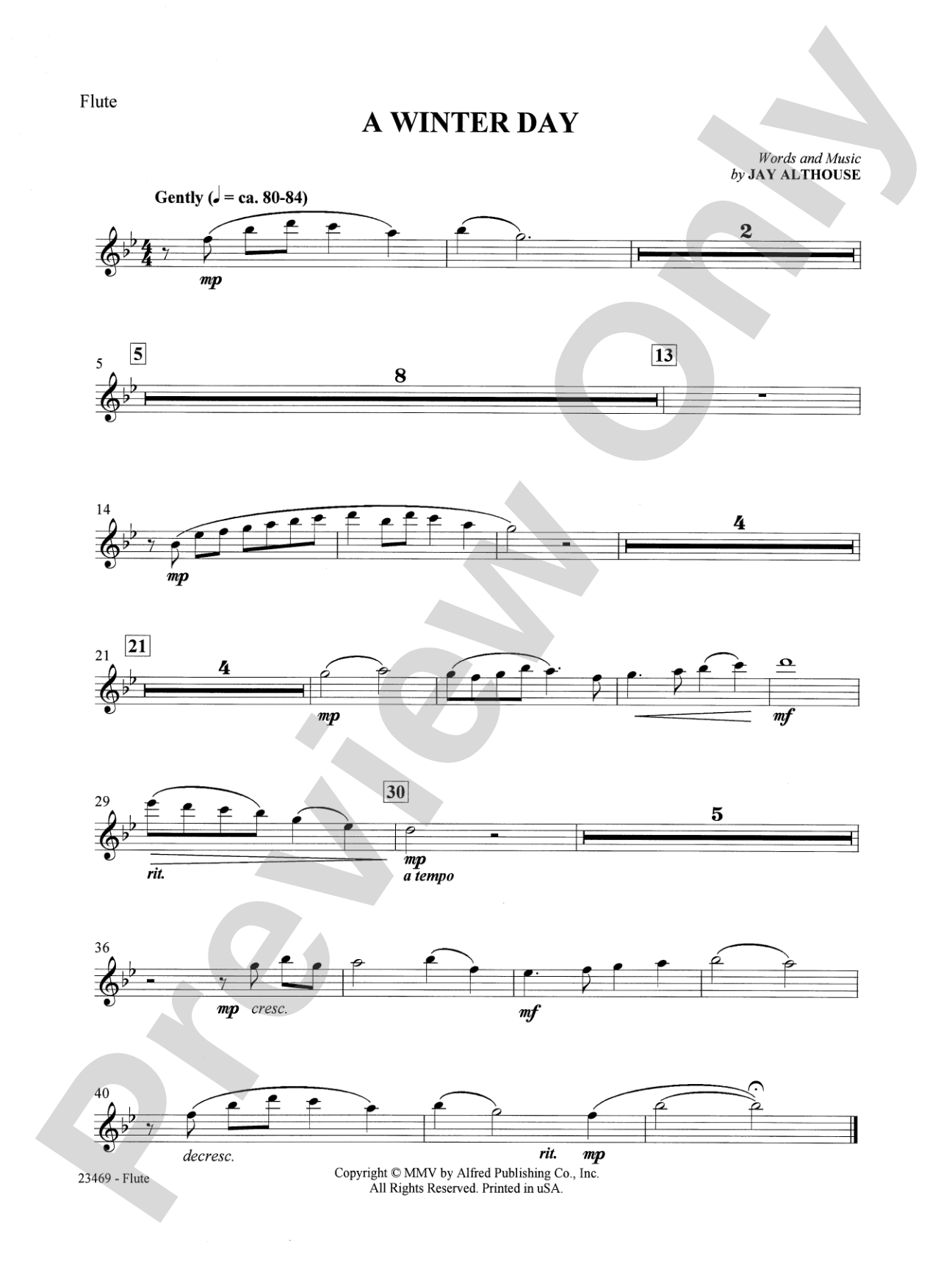 A Winter Day: Flute: Choral SoundPax