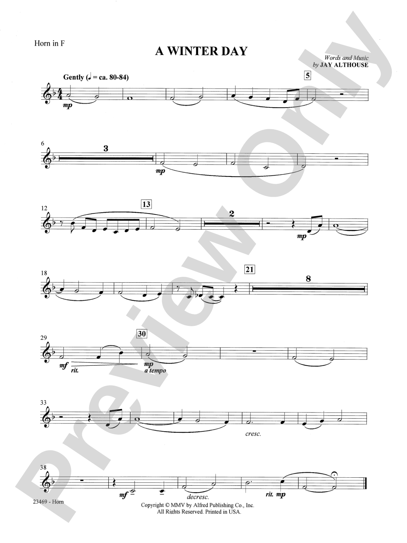 A Winter Day: 1st F Horn: Choral SoundPax