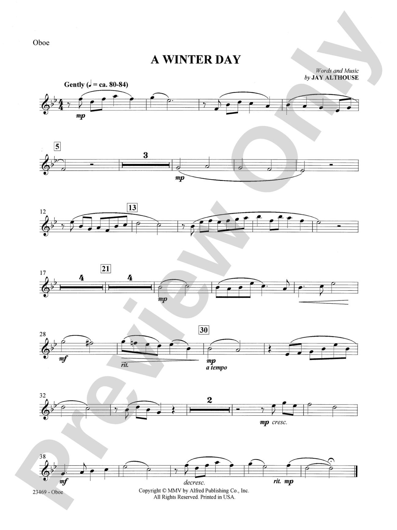 A Winter Day: Oboe: Choral SoundPax