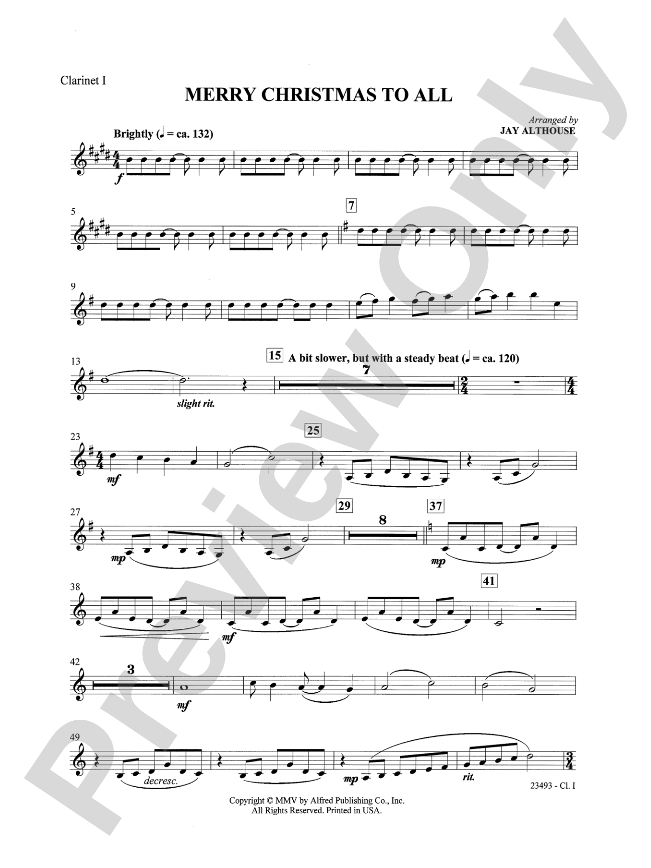 Merry Christmas to All (A Medley of Carols): 1st B-flat Clarinet: Choral SoundPax