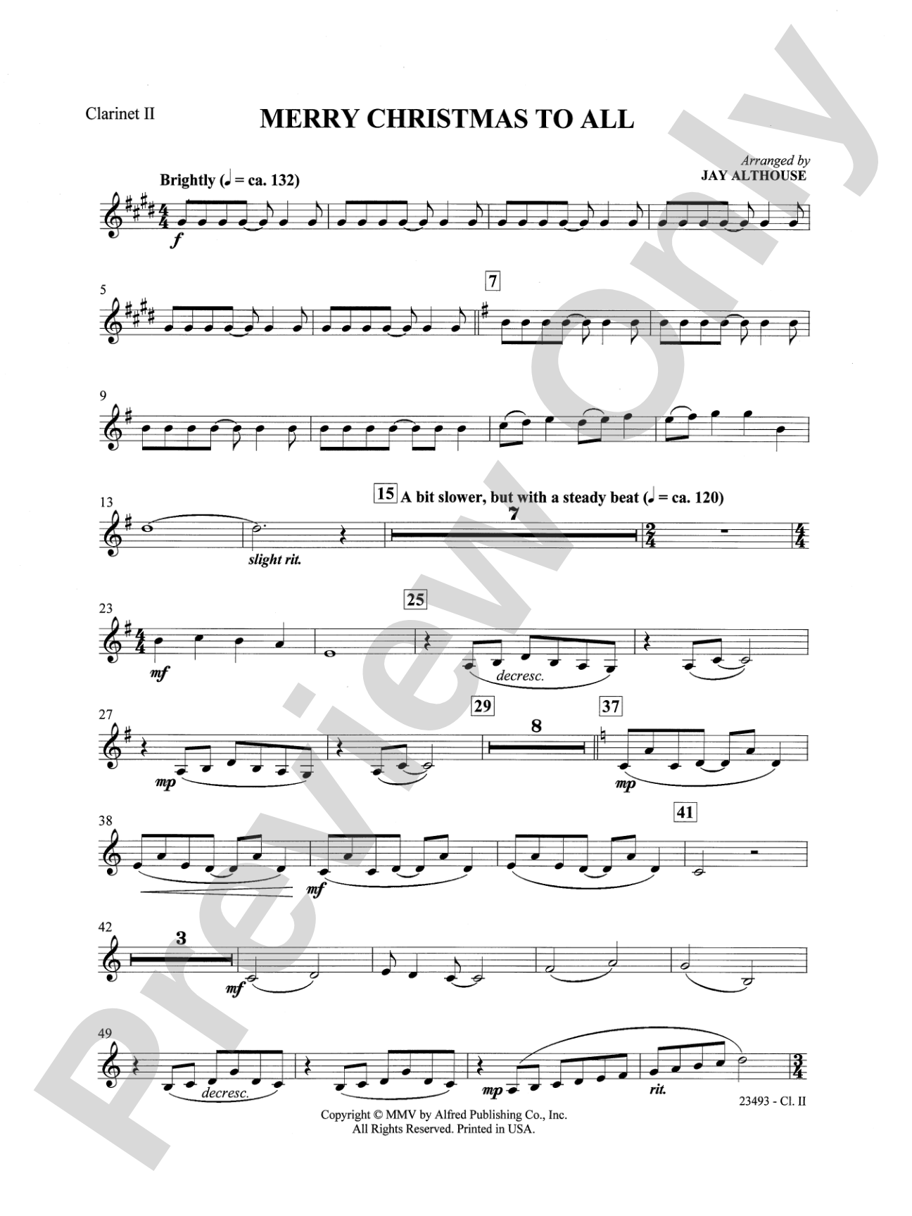 Merry Christmas to All (A Medley of Carols): 2nd B-flat Clarinet: Choral SoundPax