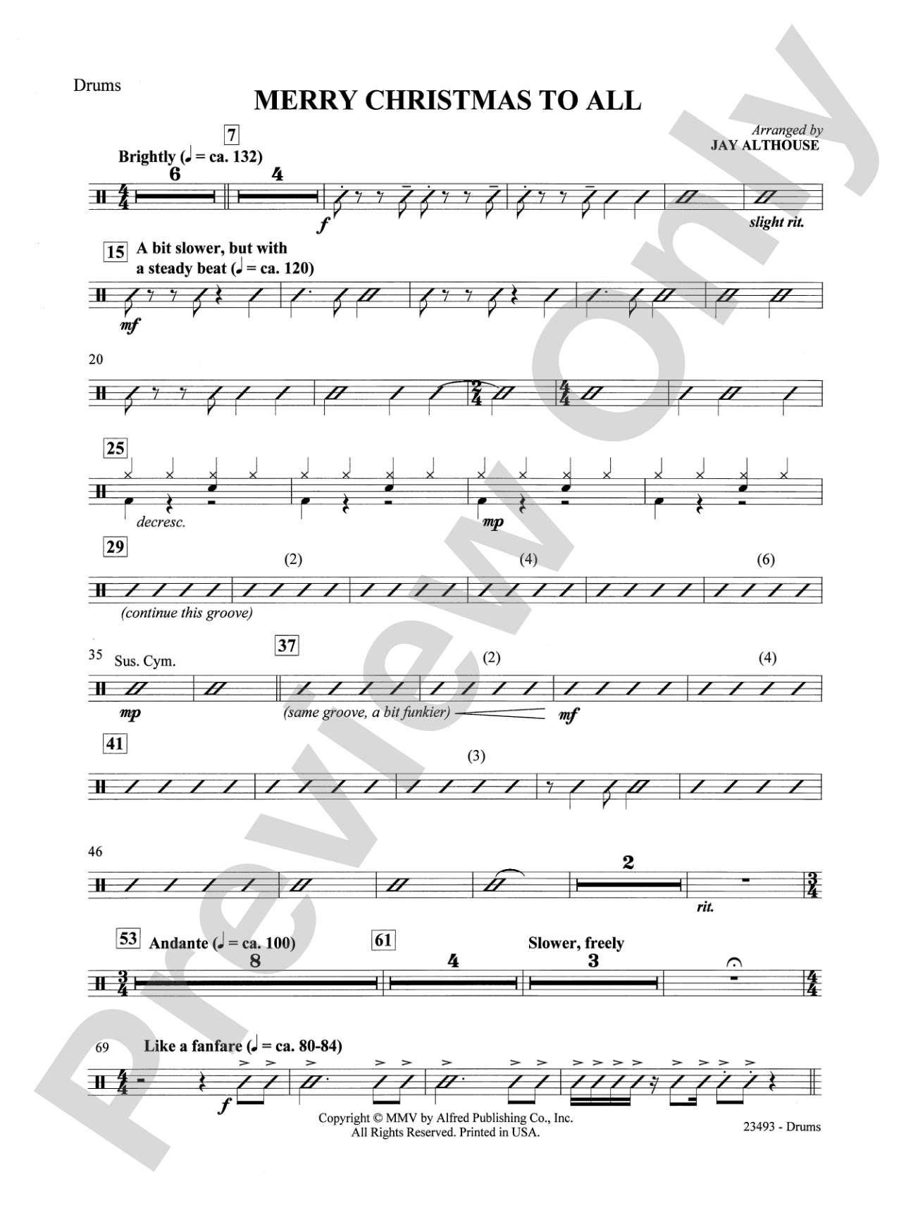 Merry Christmas to All (A Medley of Carols): Drums: Choral SoundPax