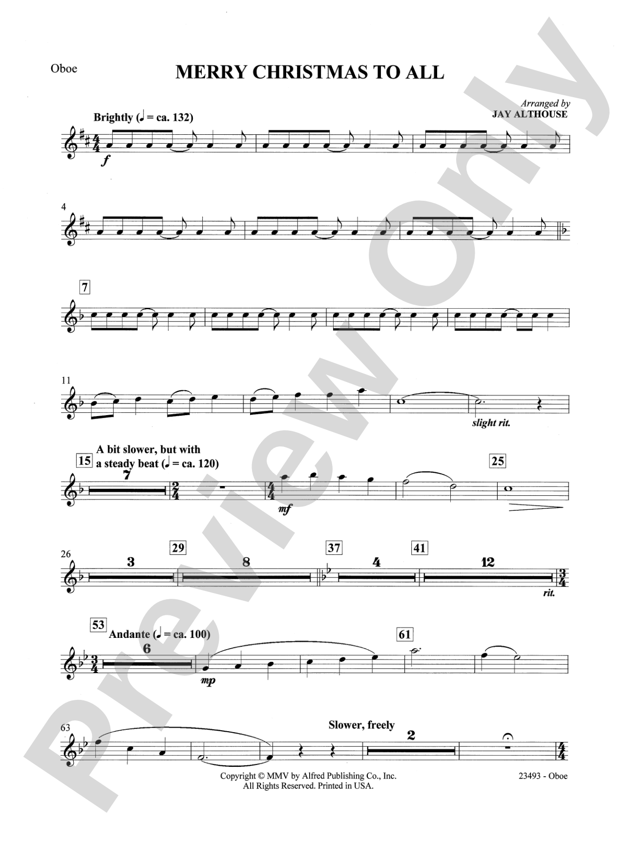 Merry Christmas to All (A Medley of Carols): Oboe: Choral SoundPax
