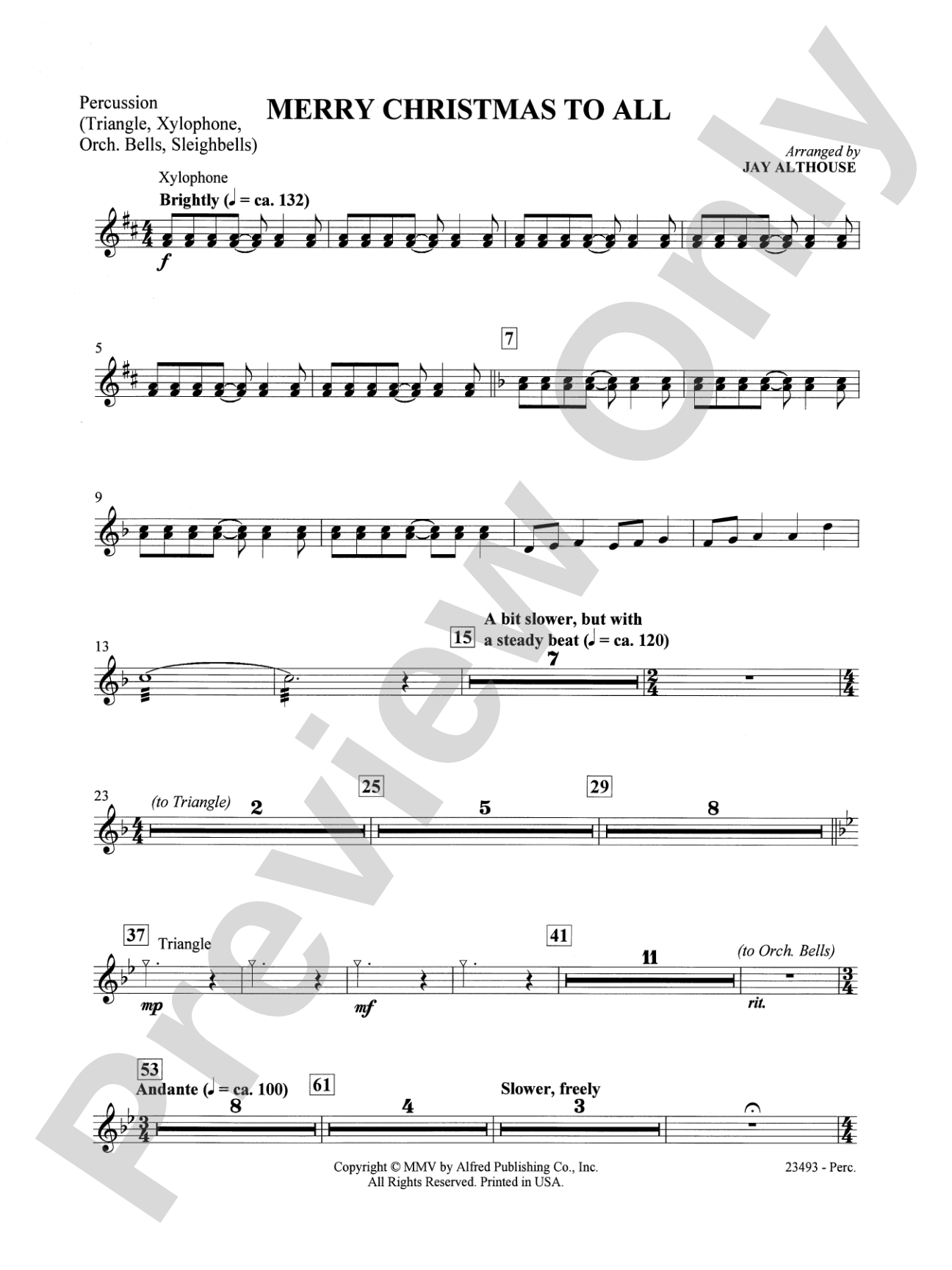 Merry Christmas to All (A Medley of Carols): 1st Percussion: Choral SoundPax