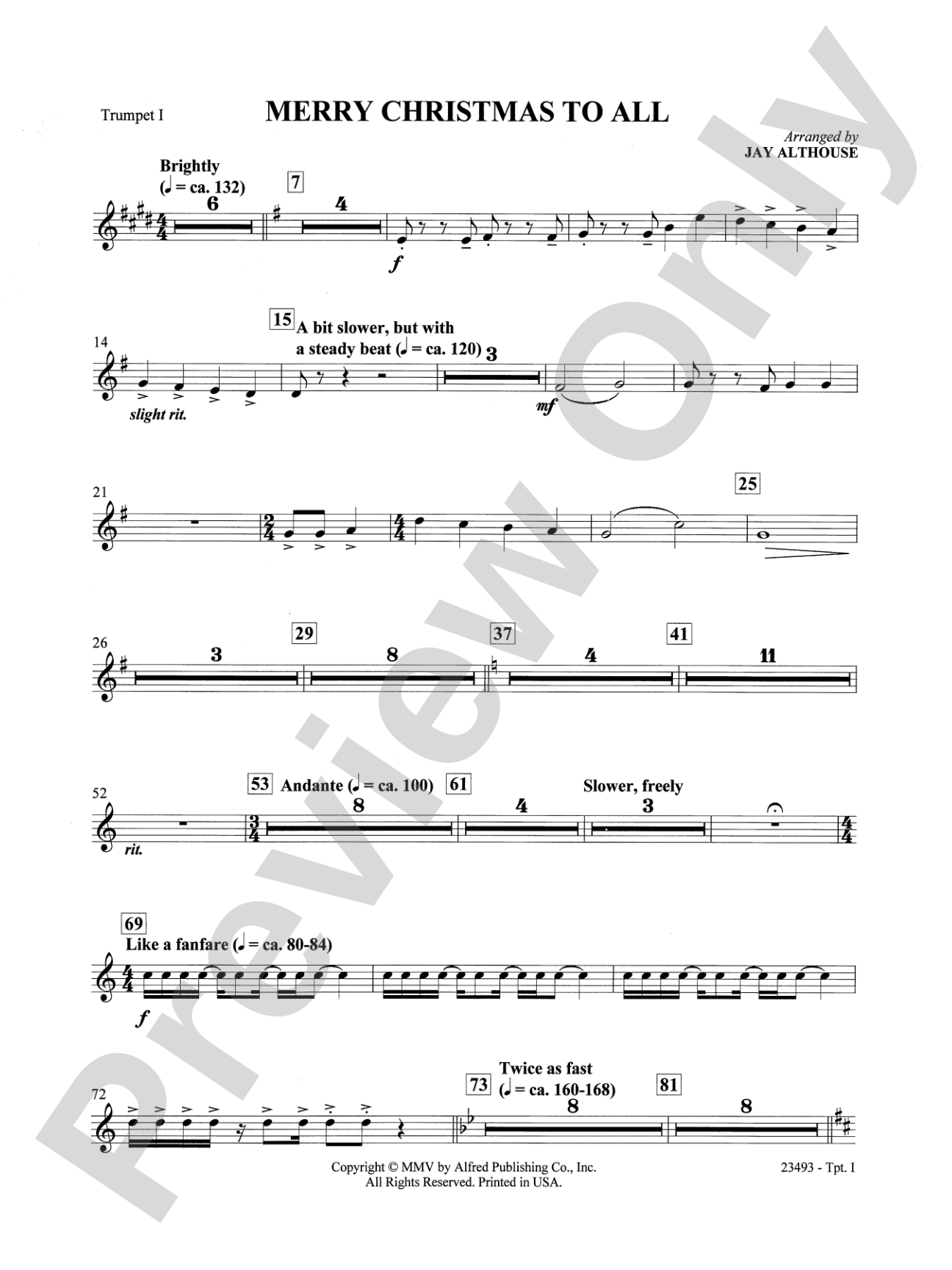 Merry Christmas to All (A Medley of Carols): 1st B-flat Trumpet: Choral SoundPax