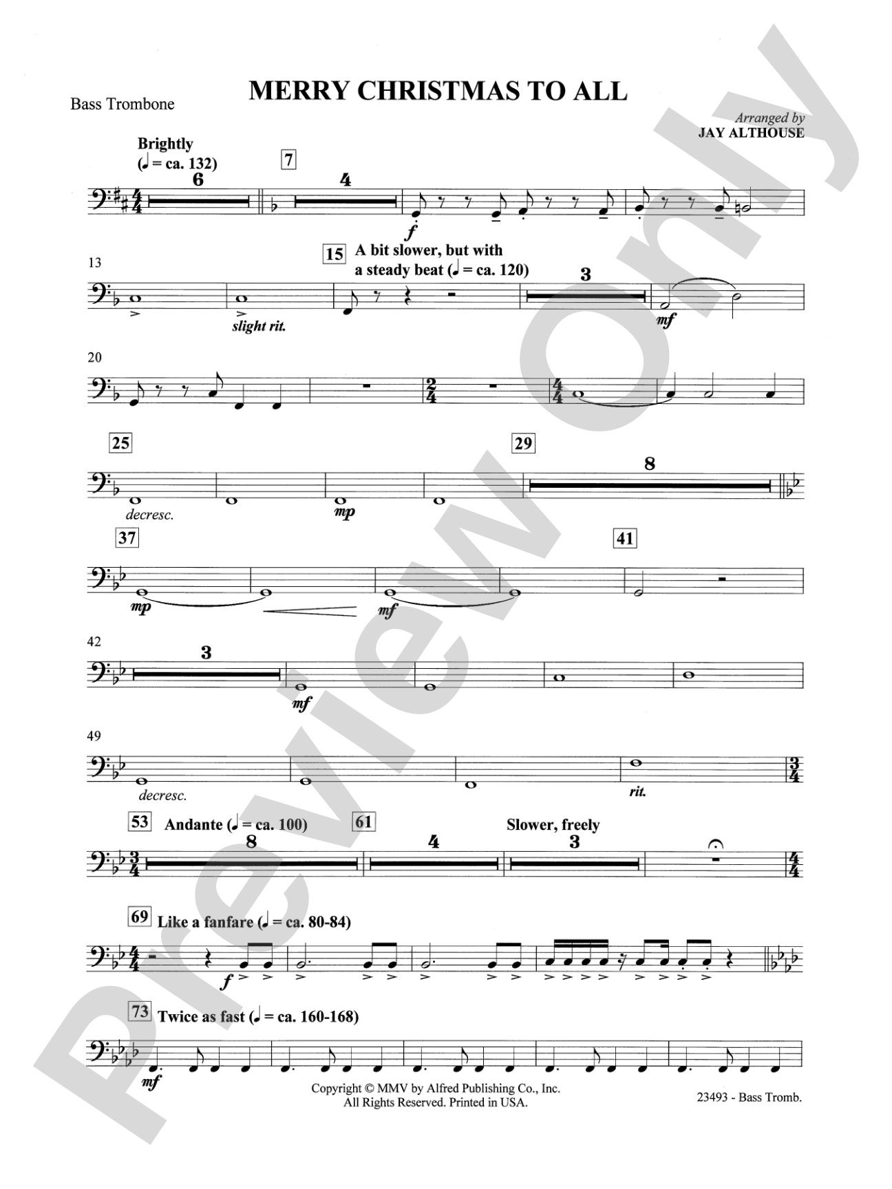 Merry Christmas to All (A Medley of Carols): 4th Trombone: Choral SoundPax