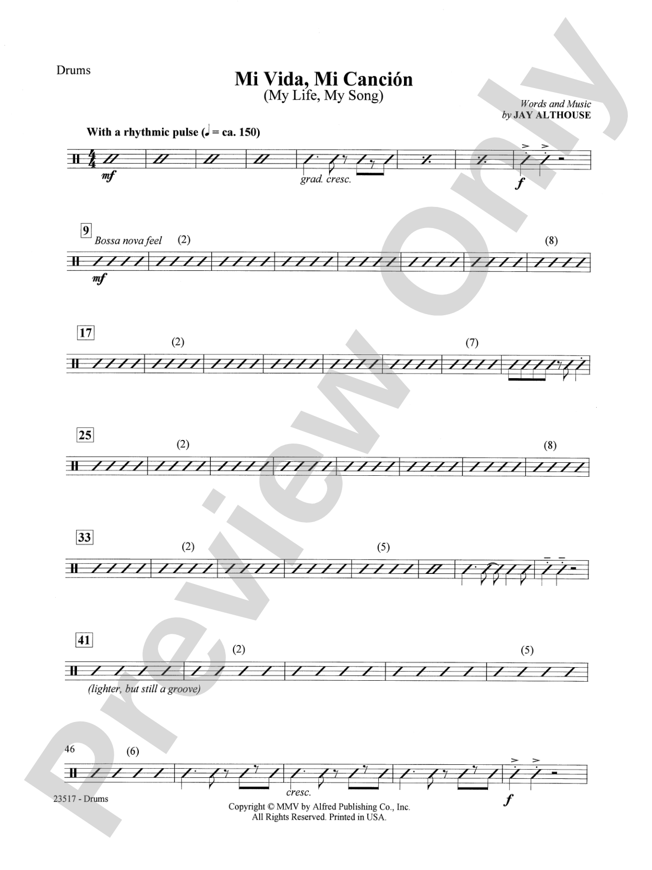 Mi Vida, Mi Canción (My Life, My Song): Drums: Choral SoundPax