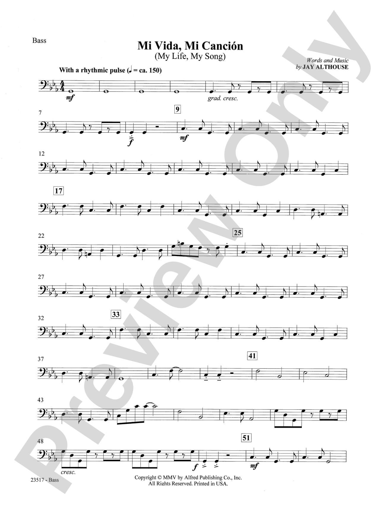 Mi Vida, Mi Canción (My Life, My Song): String Bass: Choral SoundPax
