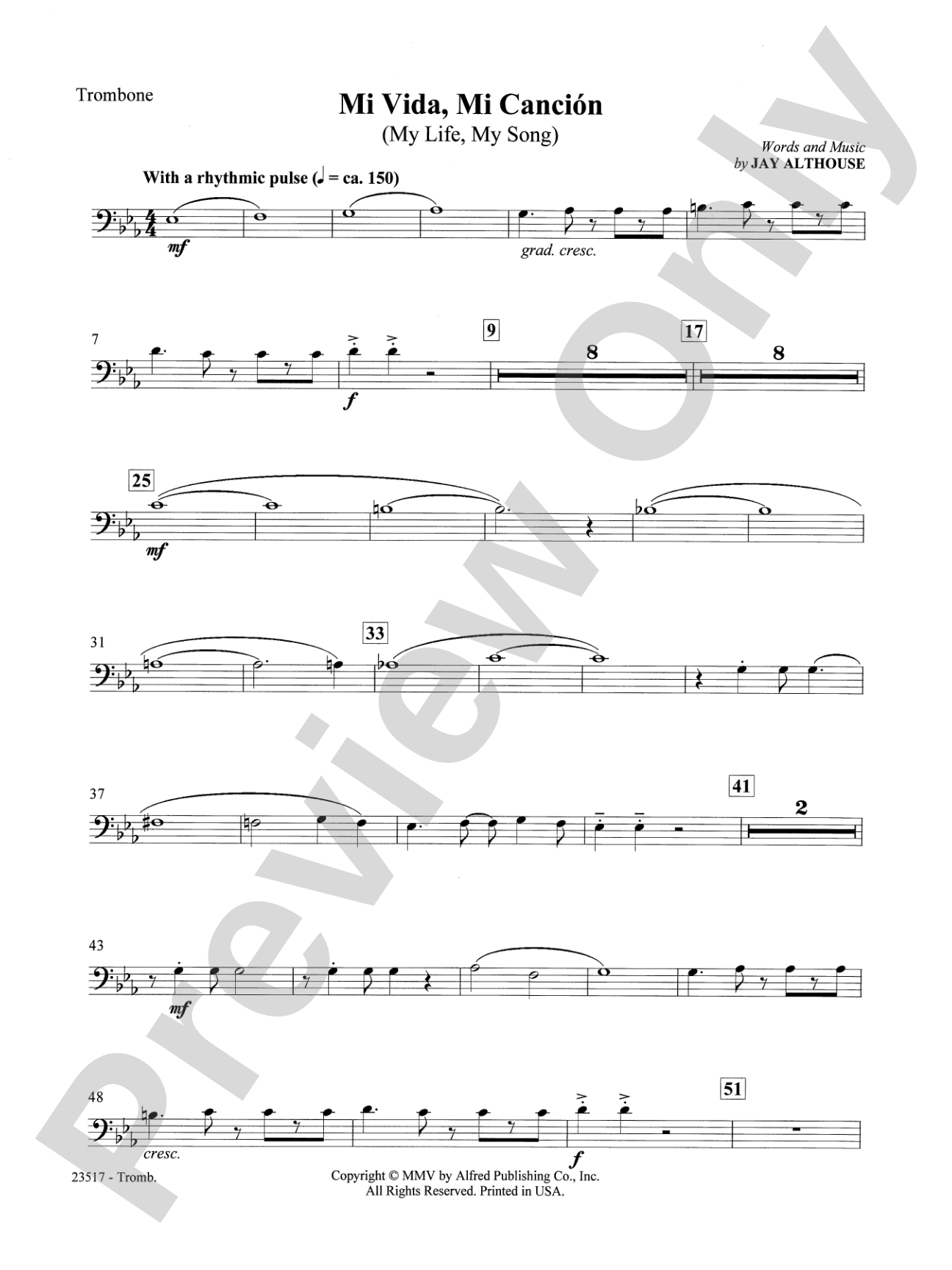 Mi Vida, Mi Canción (My Life, My Song): 1st Trombone: Choral SoundPax