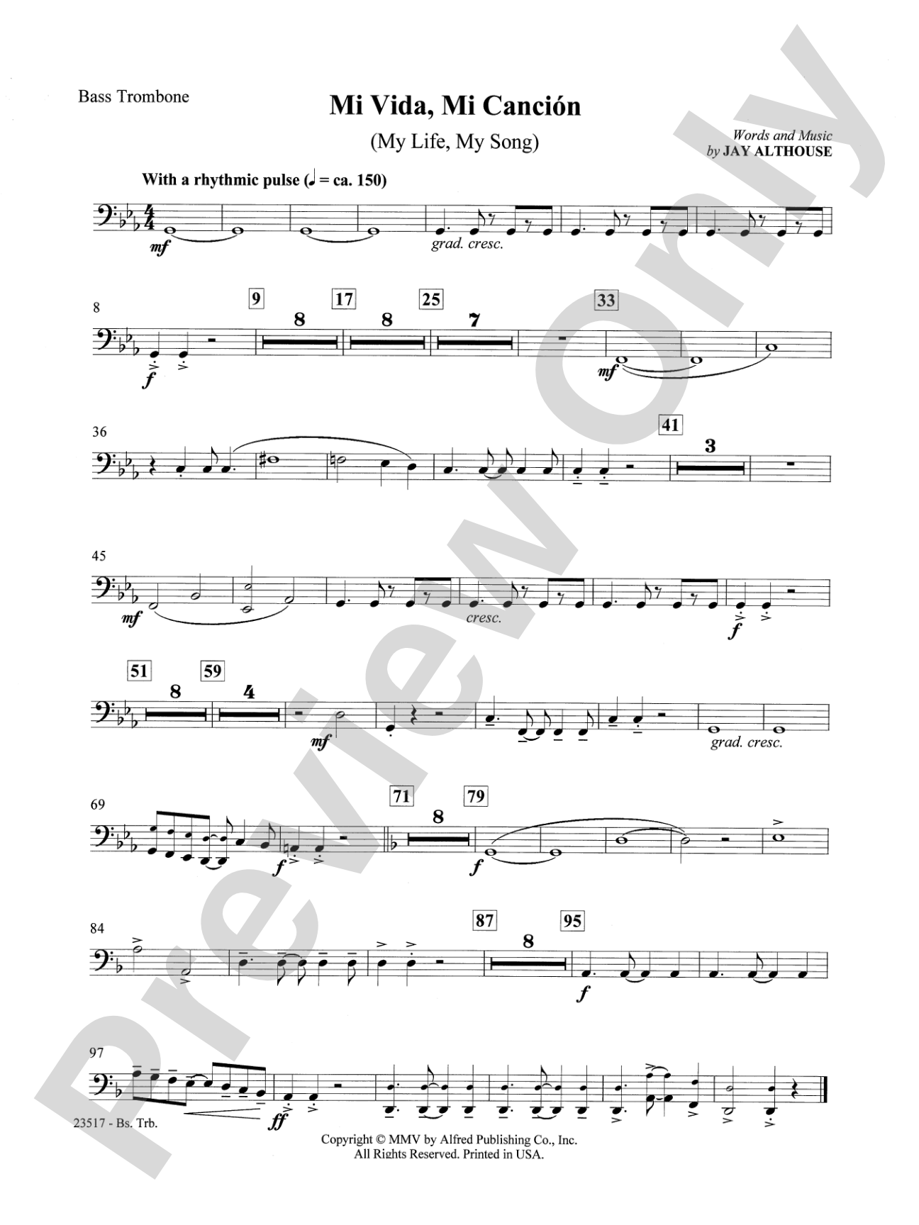 Mi Vida, Mi Canción (My Life, My Song): 4th Trombone: Choral SoundPax